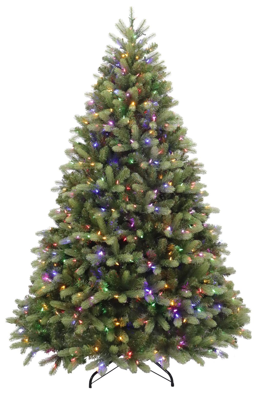 Puleo International 7.5ft Pre-Lit Colorado Spruce PE/PVC Tree with Dual Color LED Lights with F5 Cap, Functions, Foot Pedal, and Remote Control
